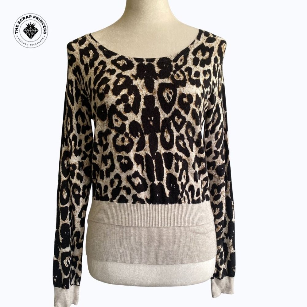 INC International Concepts Leopard Print Lightweight Sweater, Size Small